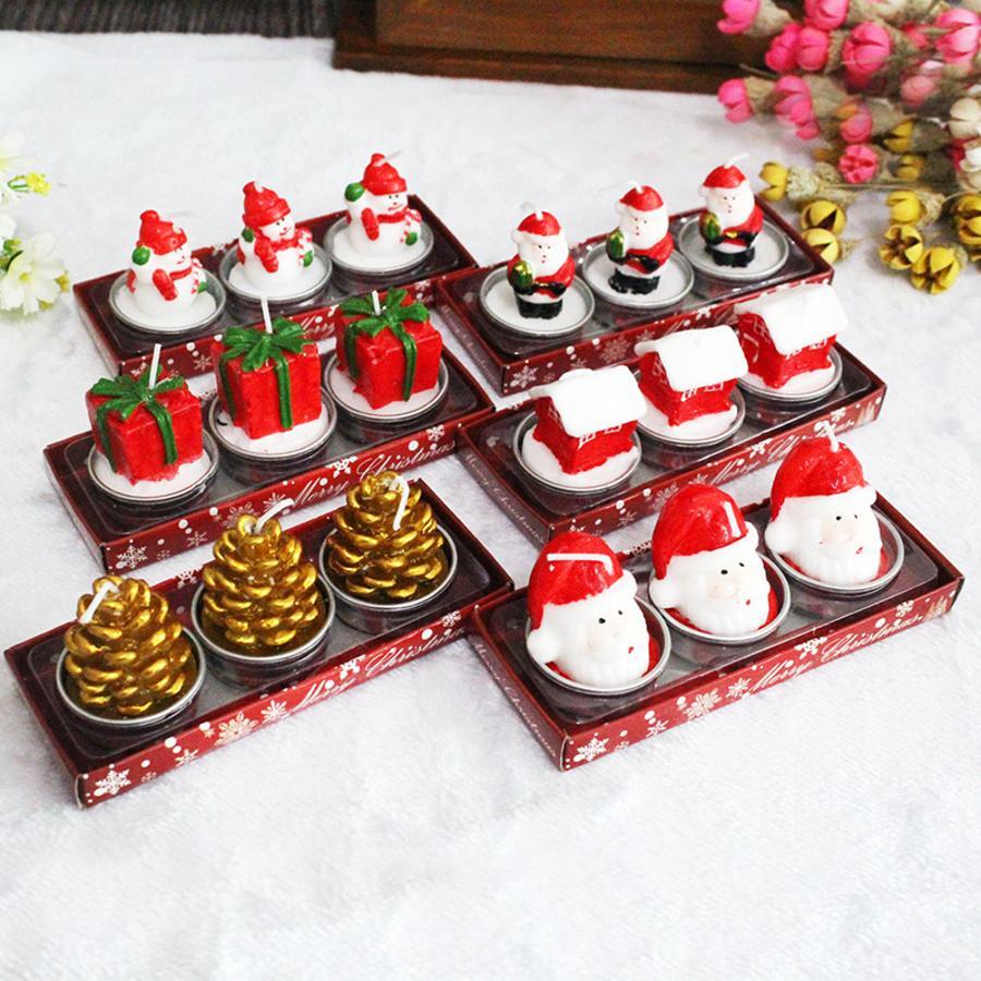 Holiday Candle Set - 3Pcs Christmas Decorative Candles Set Santa
