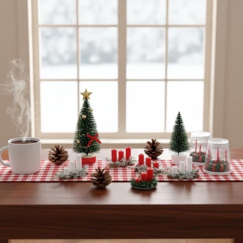 Holiday Candle Set - ! 1:12 Miniature Dollhouse Christmas Scene