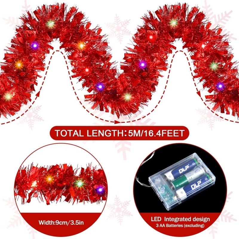 1PC 5M Christmas Tinsel Garlan - огляд і ціна Tinsel Garland Decoration